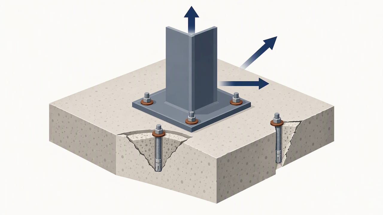 Anchor forces and concrete breakout illustration