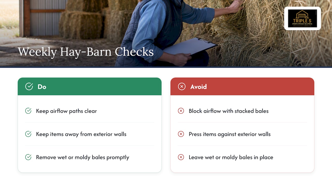 Three weekly checks for a safe hay barn