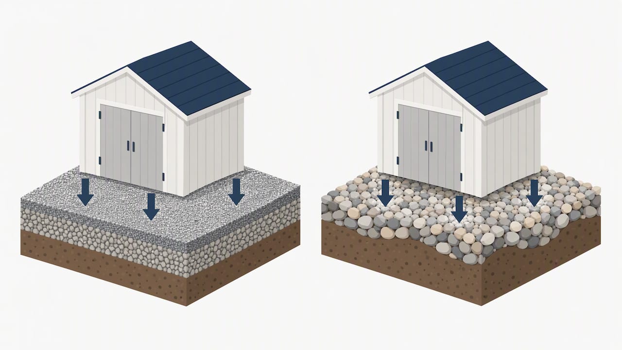 Illustrated comparison of compacted and loose gravel